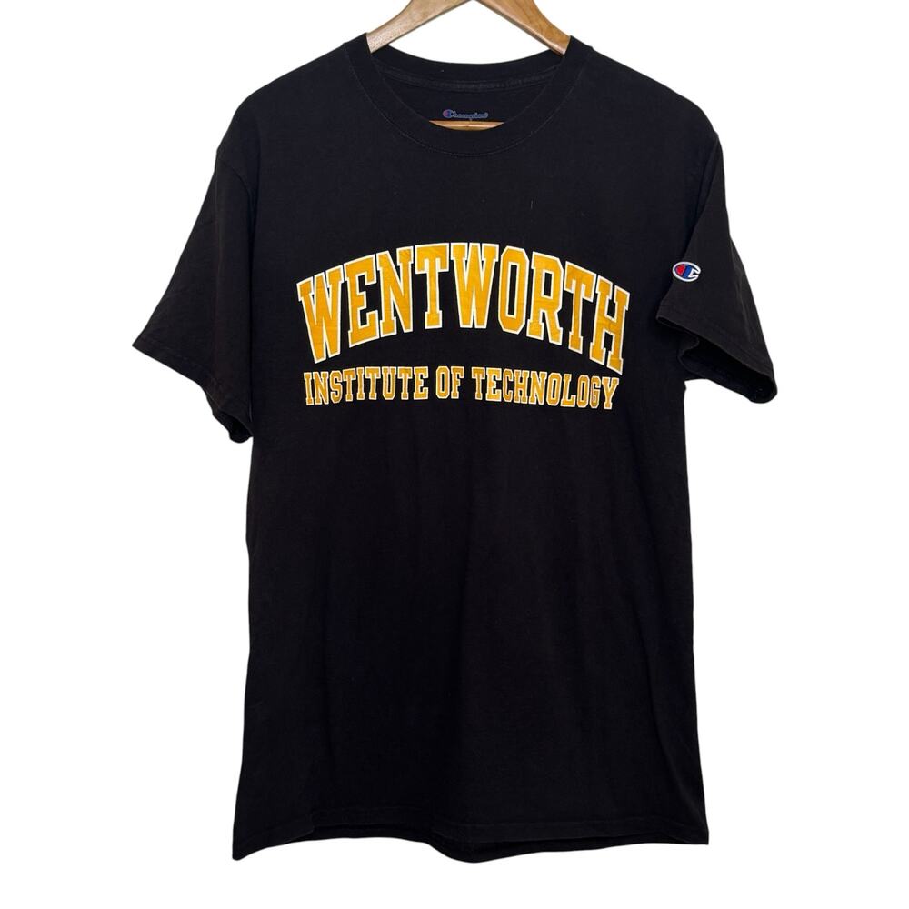 Vtg Champion Wentworth Institute of Technology Med Black Short Sleeve T-Shirt